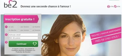 Interface du site Be2 - rencontrès par affinités dans 39 pays