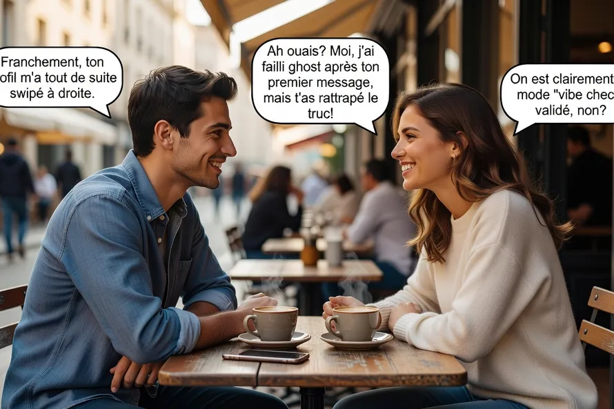 Couple qui discute de leur relation après s'être rencontrés en ligne - DTR et vocabulaire du dating moderne