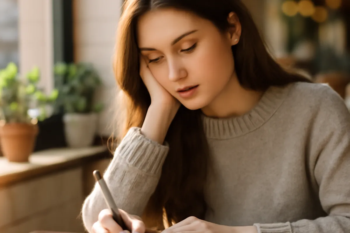 Personne rédigeant un profil de rencontre soigné sur ordinateur portable