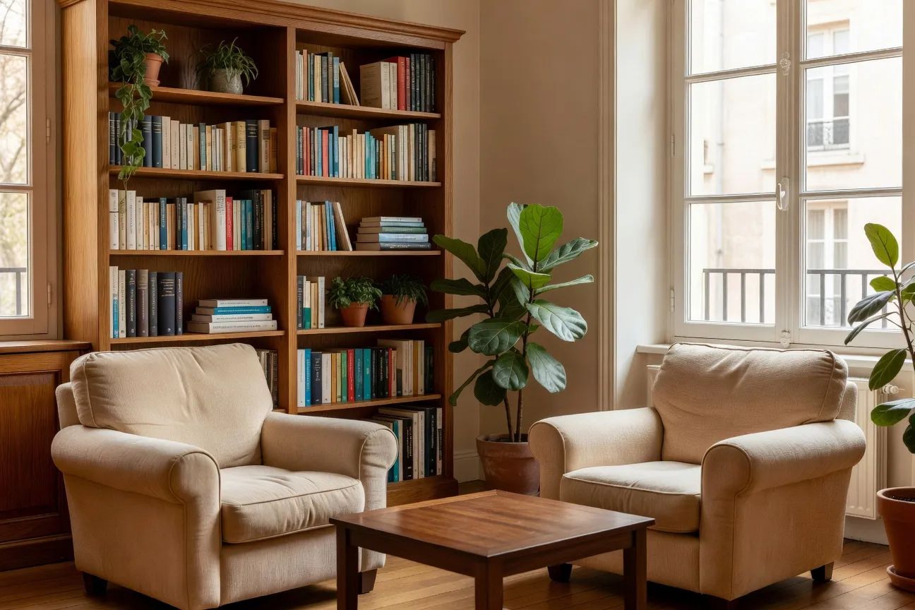 Bureau de psychologue cabinet Lyon - cadre therapeutique