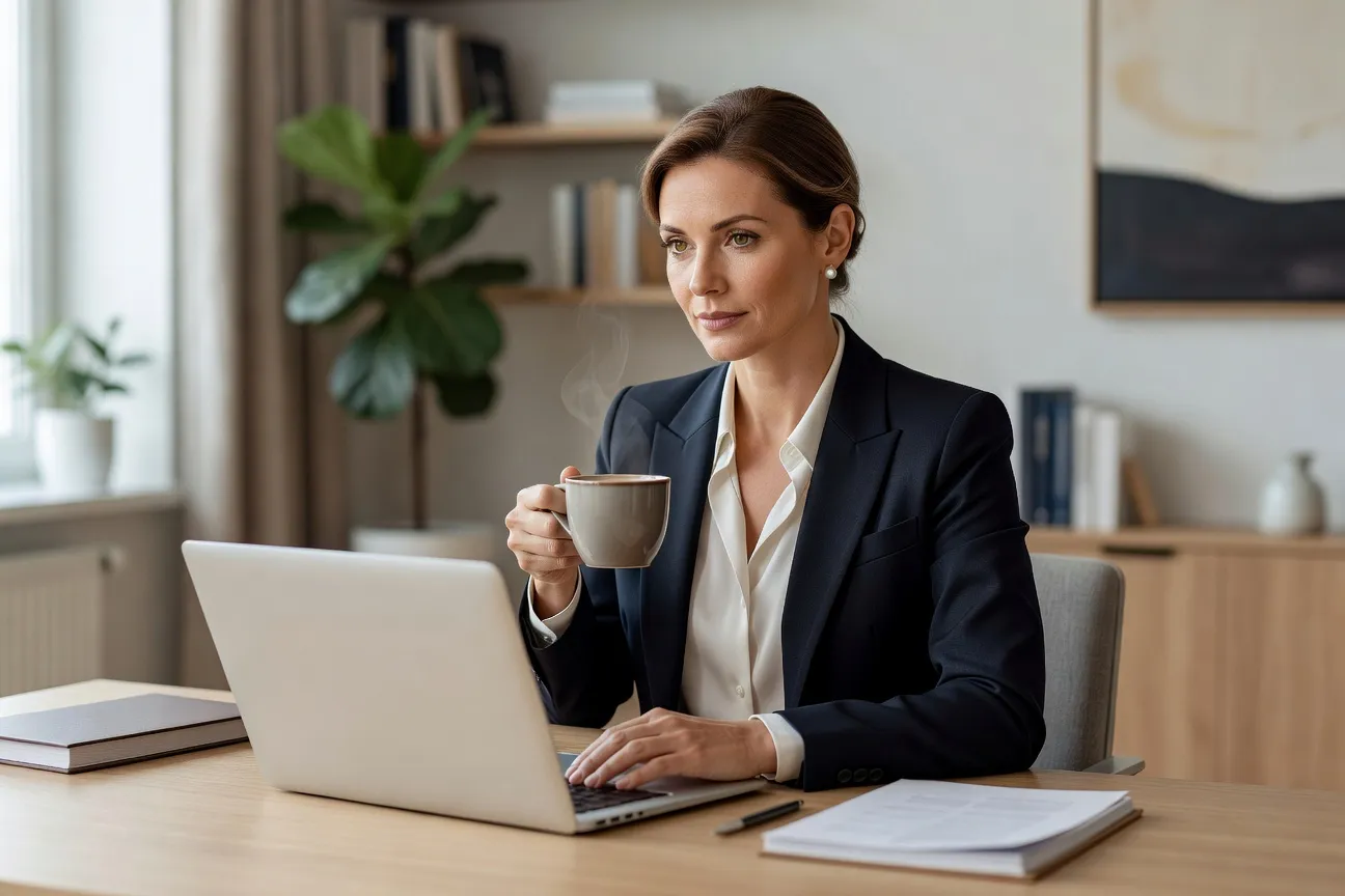 Femme professionnelle utilisant site de rencontre serieux