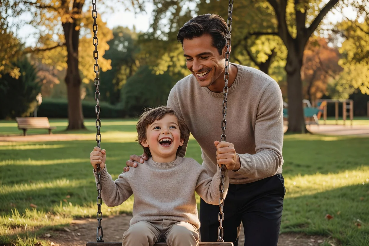 Rencontre quand on est parent solo : parent et enfant riant ensemble au parc