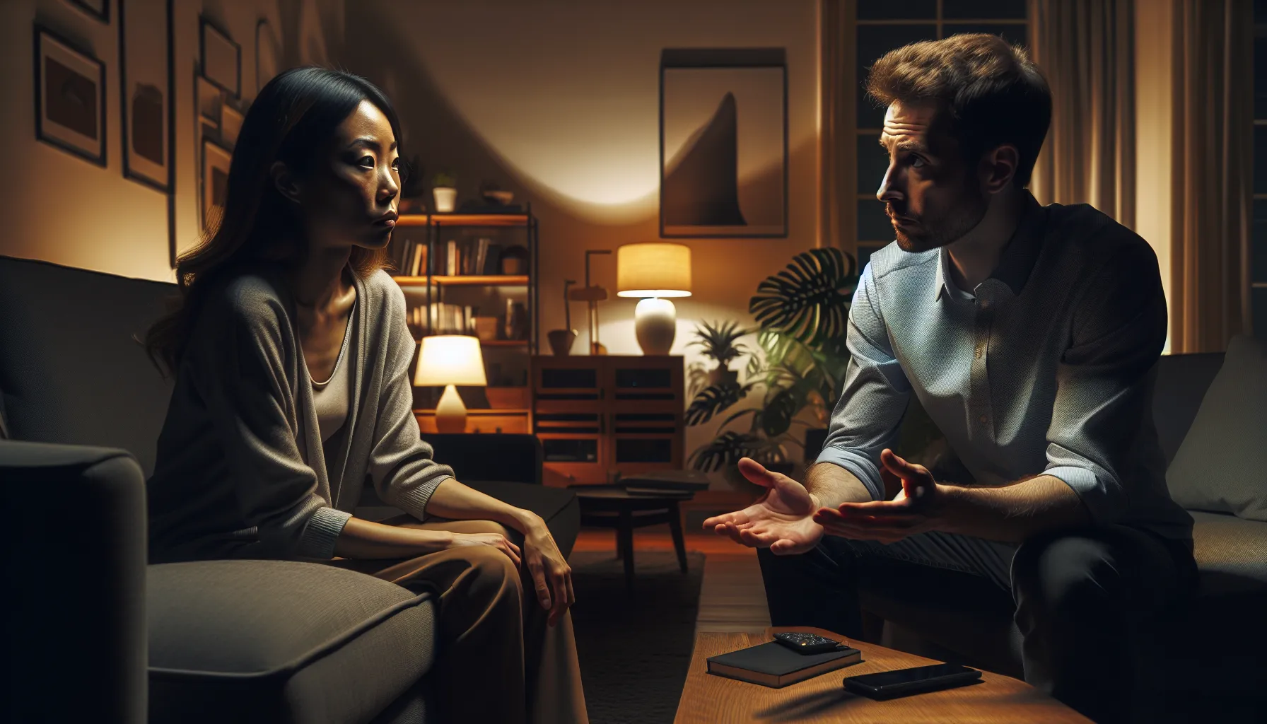 Couple en discussion serieuse - eviter les sujets sensibles dans une relation