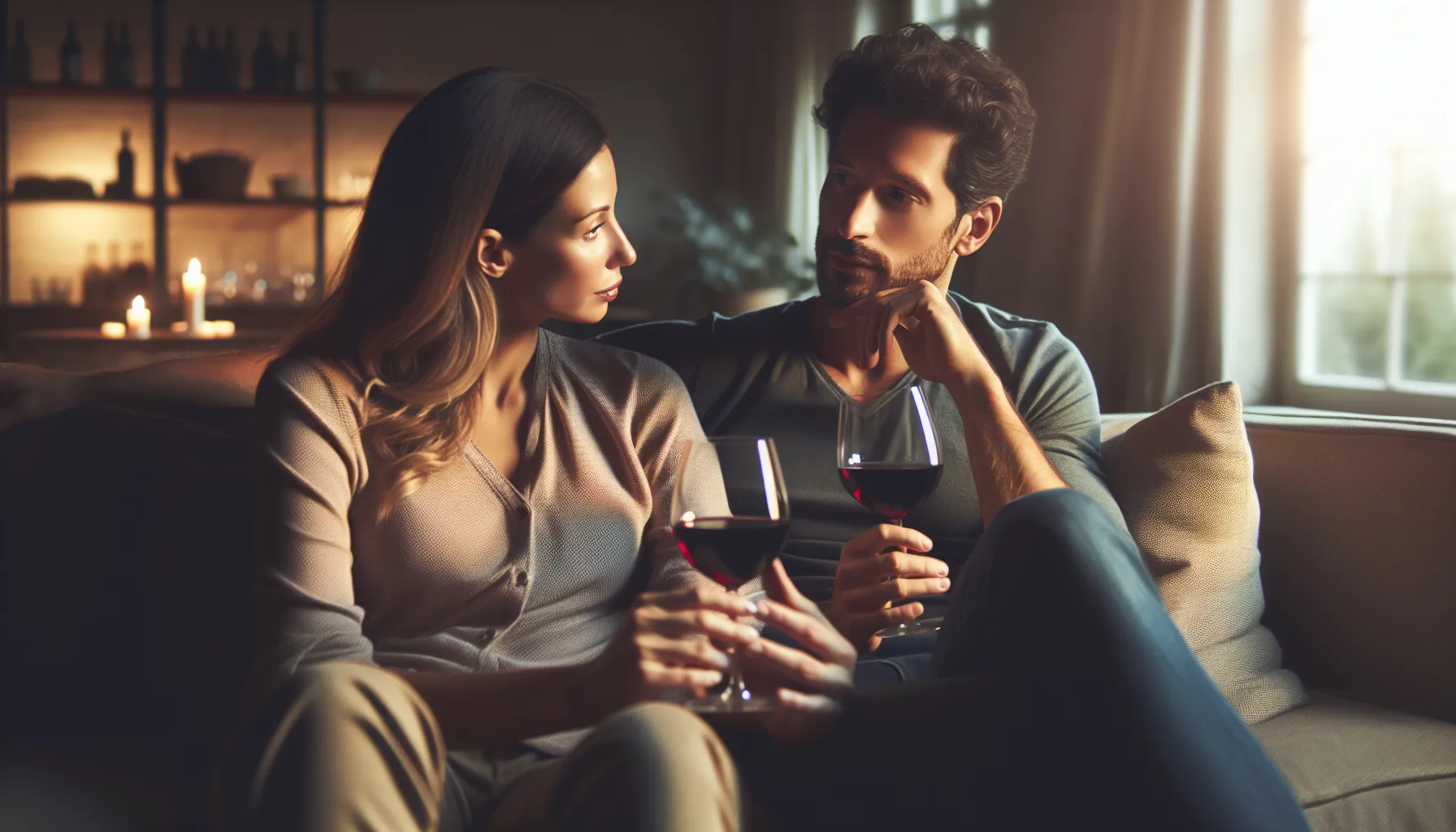 Couple en tete-a-tete discutant de sujets intimes et embarrassants